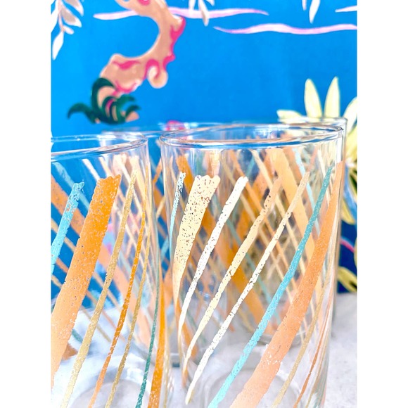 Vintage Stripe Retro Collins Glasses. Set of 4. - Picture 2 of 6